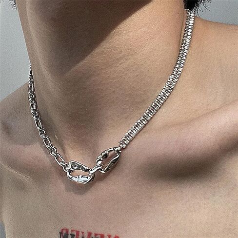Buyongwant Irregular Necklace Y2k Ring Buckle Aesthetics Necklace Fashion Collar Chain Women's Versatile Silver Jewelry Halloween Christmas Gift in Kuwait