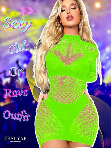 EHSUYAB Club Outfit for Women, Mini Bodycon Backless Fishnet Dress Night Out in Saudi Arabia