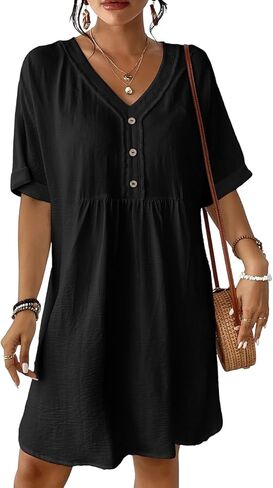 أغطية نسائية نصف كم من Bsubseach لبدلات السباحة برقبة على شكل حرف V فستان قصير لتغطية السباحة in Kuwait