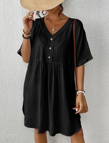 أغطية نسائية نصف كم من Bsubseach لبدلات السباحة برقبة على شكل حرف V فستان قصير لتغطية السباحة in Kuwait