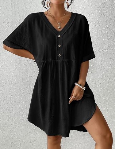 أغطية نسائية نصف كم من Bsubseach لبدلات السباحة برقبة على شكل حرف V فستان قصير لتغطية السباحة in Kuwait