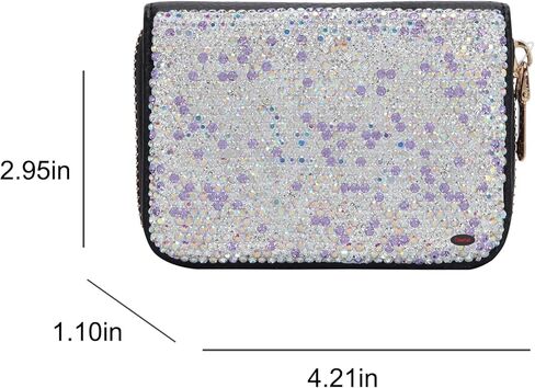 حاملي بطاقات الائتمان من فوزية للنساء، محفظة نسائية من الجلد بحجر الراين وسحاب 10 محافظ وحافظات بطاقات ومنظمات الأموال - أرجواني فاتح in Kuwait