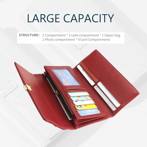 محفظة بولي يوريثان طويلة وكبيرة الحجم ثلاثية الطي للنساء (أخضر) in Kuwait