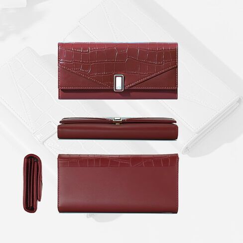 محفظة بولي يوريثان طويلة وكبيرة الحجم ثلاثية الطي للنساء (أخضر) in Kuwait