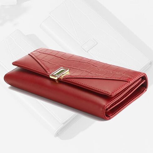 محفظة بولي يوريثان طويلة وكبيرة الحجم ثلاثية الطي للنساء (أخضر) in Kuwait