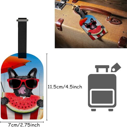 مجموعة بطاقات الأمتعة الجلدية من فانتاسو مكونة من قطعتين من البلدغ الفرنسي مع ملصق تعريف لحقيبة الكوكتيل in Kuwait