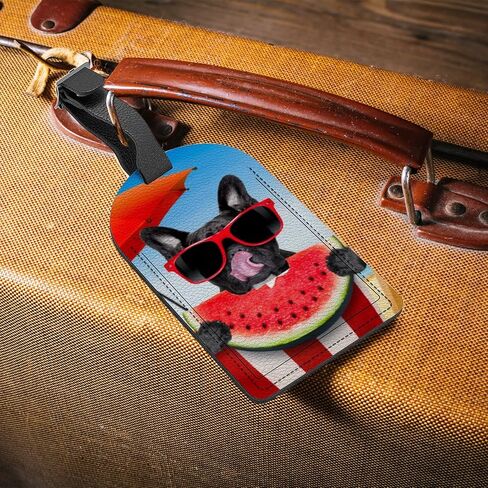 مجموعة بطاقات الأمتعة الجلدية من فانتاسو مكونة من قطعتين من البلدغ الفرنسي مع ملصق تعريف لحقيبة الكوكتيل in Kuwait