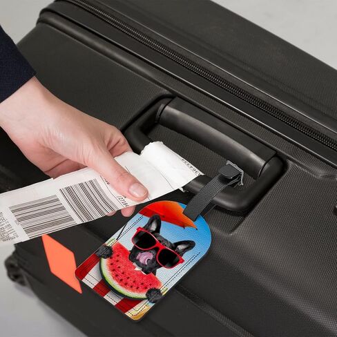 مجموعة بطاقات الأمتعة الجلدية من فانتاسو مكونة من قطعتين من البلدغ الفرنسي مع ملصق تعريف لحقيبة الكوكتيل in Kuwait