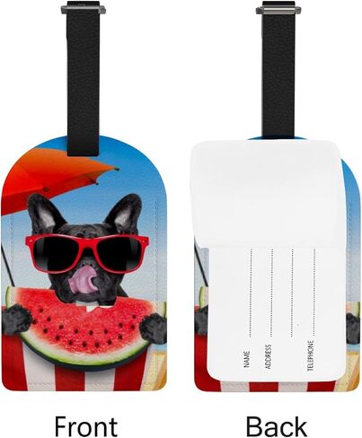 مجموعة بطاقات الأمتعة الجلدية من فانتاسو مكونة من قطعتين من البلدغ الفرنسي مع ملصق تعريف لحقيبة الكوكتيل in Kuwait