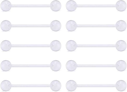 فيكتاس حلقات لسان من الاكريليك المرن من بيوفليكس 14 جي، 5 ازواج 1/2 انش - 9/16 انش - 5/8 انش - 11/16 انش, معدن in Kuwait