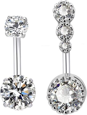 HQLA 14G حلقات زر البطن الفولاذية الجراحية سباركلي مستديرة شفافة تشيكوسلوفاكيا السرة المنحنية الحديد ترصيع ثقب الجسم مثير للنساء الفتيات in Kuwait