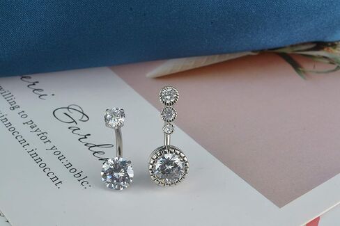 HQLA 14G حلقات زر البطن الفولاذية الجراحية سباركلي مستديرة شفافة تشيكوسلوفاكيا السرة المنحنية الحديد ترصيع ثقب الجسم مثير للنساء الفتيات in Kuwait