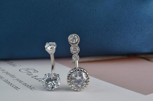 HQLA 14G حلقات زر البطن الفولاذية الجراحية سباركلي مستديرة شفافة تشيكوسلوفاكيا السرة المنحنية الحديد ترصيع ثقب الجسم مثير للنساء الفتيات in Kuwait