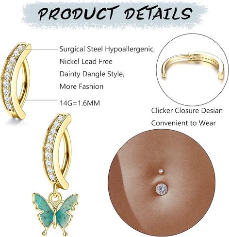 JeryWe 8 قطع 14 جرام حلقة زر البطن للنساء 316L حلقات البطن الفولاذية الجراحية لطيف تشيكوسلوفاكيا حلقات زر البطن الصغيرة حلقات السرة العكسية البسيطة مجوهرات ثقب البطن in Kuwait