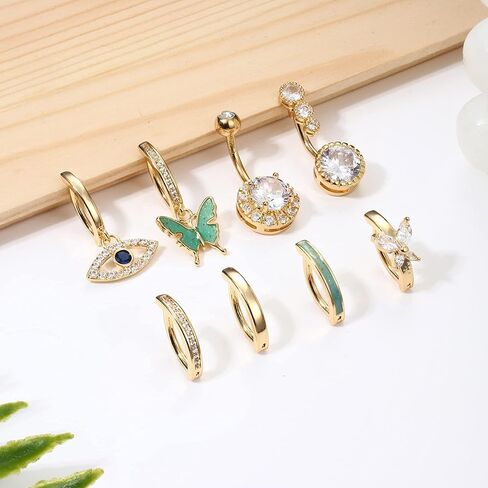 JeryWe 8 قطع 14 جرام حلقة زر البطن للنساء 316L حلقات البطن الفولاذية الجراحية لطيف تشيكوسلوفاكيا حلقات زر البطن الصغيرة حلقات السرة العكسية البسيطة مجوهرات ثقب البطن in Kuwait