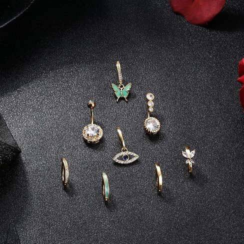 JeryWe 8 قطع 14 جرام حلقة زر البطن للنساء 316L حلقات البطن الفولاذية الجراحية لطيف تشيكوسلوفاكيا حلقات زر البطن الصغيرة حلقات السرة العكسية البسيطة مجوهرات ثقب البطن in Kuwait