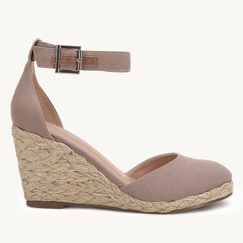 Womens Closed Toe Espadrilles Wedges Shoes Platform Heel Ankle Strap Buckle Dress Sandals in Saudi Arabia