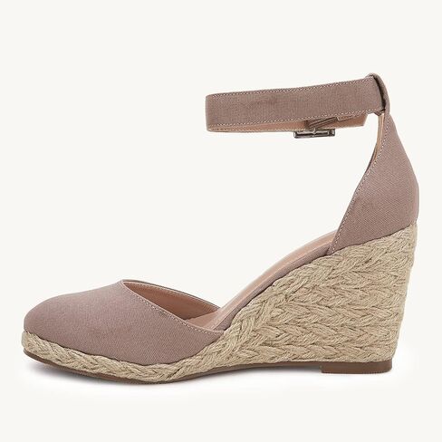 Womens Closed Toe Espadrilles Wedges Shoes Platform Heel Ankle Strap Buckle Dress Sandals in Saudi Arabia