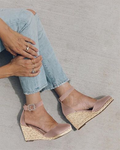Womens Closed Toe Espadrilles Wedges Shoes Platform Heel Ankle Strap Buckle Dress Sandals in Saudi Arabia