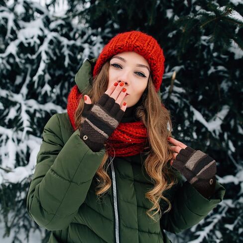 4 Pairs Winter Knitted Convertible Fingerless Gloves, Mittens for Women, Knit Gloves, Warm Gloves with Finger Holes, Women's Cold Weather Mittens, Convertible Mittens Flap Cover for Men Women in Saudi Arabia