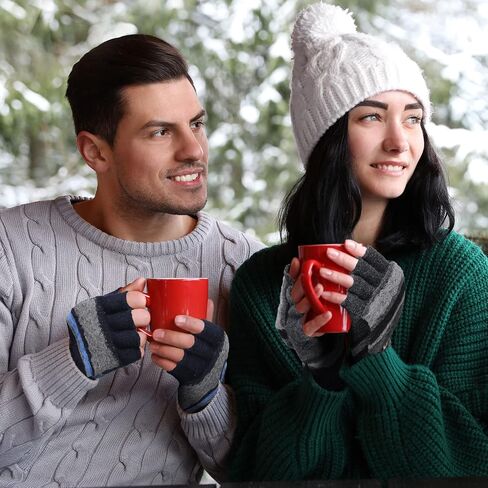 4 Pairs Winter Knitted Convertible Fingerless Gloves, Mittens for Women, Knit Gloves, Warm Gloves with Finger Holes, Women's Cold Weather Mittens, Convertible Mittens Flap Cover for Men Women in Saudi Arabia