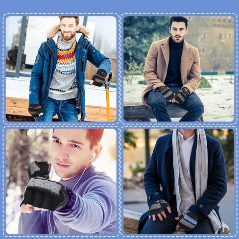 4 Pairs Winter Knitted Convertible Fingerless Gloves, Mittens for Women, Knit Gloves, Warm Gloves with Finger Holes, Women's Cold Weather Mittens, Convertible Mittens Flap Cover for Men Women in Saudi Arabia