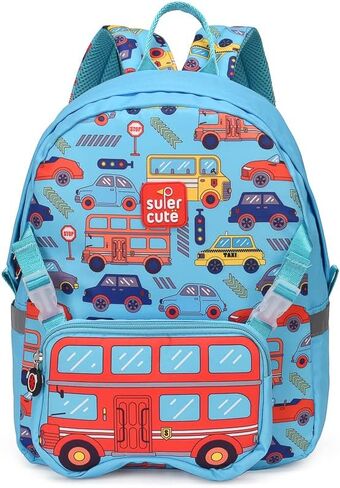ToNG&HiN.Y Toddler Backpack,Waterproof Preschool Backpack,Cute Kids Backpack,Backpack for Boys Girls with Shoulder Backpack (blue car) in Saudi Arabia