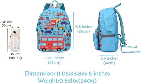 ToNG&HiN.Y Toddler Backpack,Waterproof Preschool Backpack,Cute Kids Backpack,Backpack for Boys Girls with Shoulder Backpack (blue car) in Saudi Arabia