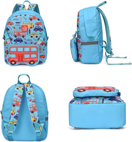 ToNG&HiN.Y Toddler Backpack,Waterproof Preschool Backpack,Cute Kids Backpack,Backpack for Boys Girls with Shoulder Backpack (blue car) in Saudi Arabia