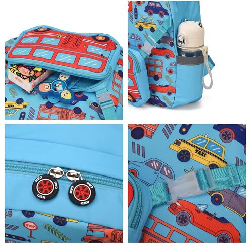 ToNG&HiN.Y Toddler Backpack,Waterproof Preschool Backpack,Cute Kids Backpack,Backpack for Boys Girls with Shoulder Backpack (blue car) in Saudi Arabia