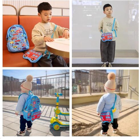 ToNG&HiN.Y Toddler Backpack,Waterproof Preschool Backpack,Cute Kids Backpack,Backpack for Boys Girls with Shoulder Backpack (blue car) in Saudi Arabia