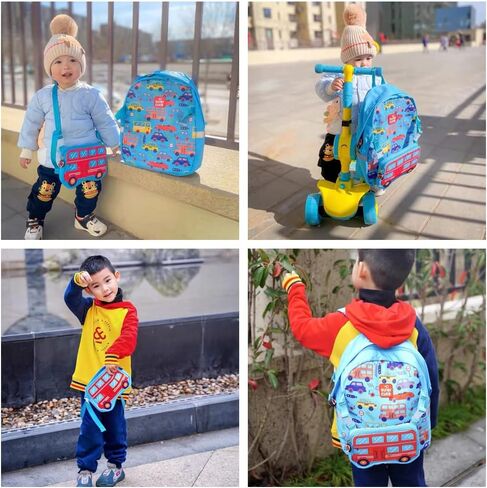 ToNG&HiN.Y Toddler Backpack,Waterproof Preschool Backpack,Cute Kids Backpack,Backpack for Boys Girls with Shoulder Backpack (blue car) in Saudi Arabia