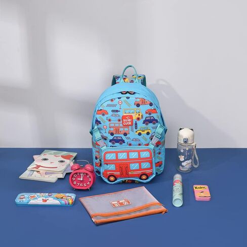 ToNG&HiN.Y Toddler Backpack,Waterproof Preschool Backpack,Cute Kids Backpack,Backpack for Boys Girls with Shoulder Backpack (blue car) in Saudi Arabia