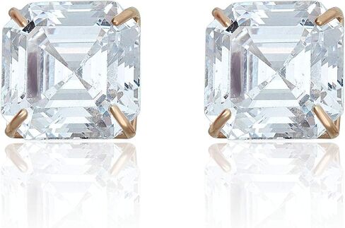 AVORA 10K Yellow Gold asscher-cut Simulated Diamond CZ Stud Earrings in Saudi Arabia