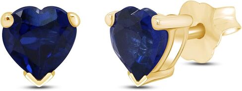 6 MM Heart Shape Simulated Birthstone Stud Earrings In 14K Yellow Gold Over Sterling Silver in Saudi Arabia