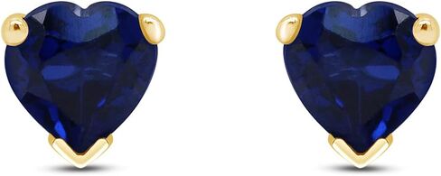 6 MM Heart Shape Simulated Birthstone Stud Earrings In 14K Yellow Gold Over Sterling Silver in Saudi Arabia