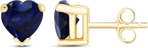 6 MM Heart Shape Simulated Birthstone Stud Earrings In 14K Yellow Gold Over Sterling Silver in Saudi Arabia