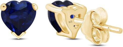 6 MM Heart Shape Simulated Birthstone Stud Earrings In 14K Yellow Gold Over Sterling Silver in Saudi Arabia