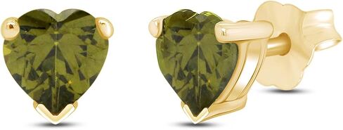 6 MM Heart Shape Simulated Birthstone Stud Earrings In 14K Yellow Gold Over Sterling Silver in Saudi Arabia
