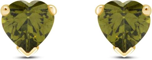 6 MM Heart Shape Simulated Birthstone Stud Earrings In 14K Yellow Gold Over Sterling Silver in Saudi Arabia