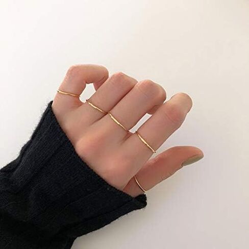 COLORFUL BLING 7 Pcs Set Knuckle Rings Minimalism 1mm Band Stacking Rings Size 4-10 Titanium Stainless Steel in Gold/Rose Gold/Silver/Black for Women Girls in Saudi Arabia