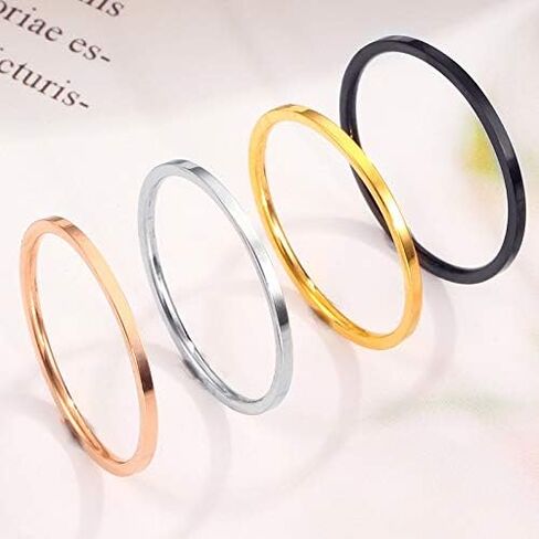 COLORFUL BLING 7 Pcs Set Knuckle Rings Minimalism 1mm Band Stacking Rings Size 4-10 Titanium Stainless Steel in Gold/Rose Gold/Silver/Black for Women Girls in Saudi Arabia