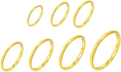 COLORFUL BLING 7 Pcs Set Knuckle Rings Minimalism 1mm Band Stacking Rings Size 4-10 Titanium Stainless Steel in Gold/Rose Gold/Silver/Black for Women Girls in Saudi Arabia