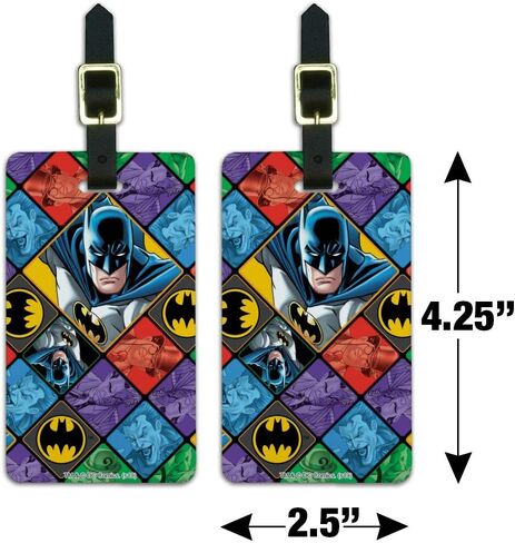 Batman and Villains Pattern Luggage ID Tags Suitcase Carry-On Cards - Set of 2 in Saudi Arabia