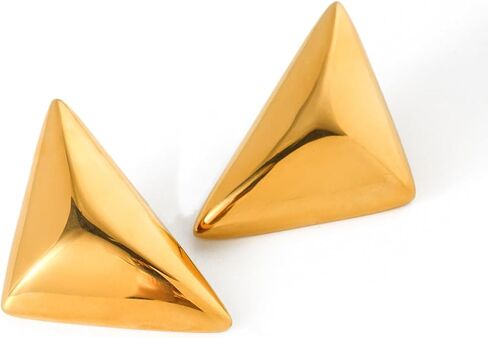 Chunky Gold Drop Earrings for Women Large Geometric Long Triangle Statement Earrings Trendy Dangle Earrings Gold Plated Hypoallergenic Open Hoop Earrings for Girls Fashion Jewelry in Kuwait