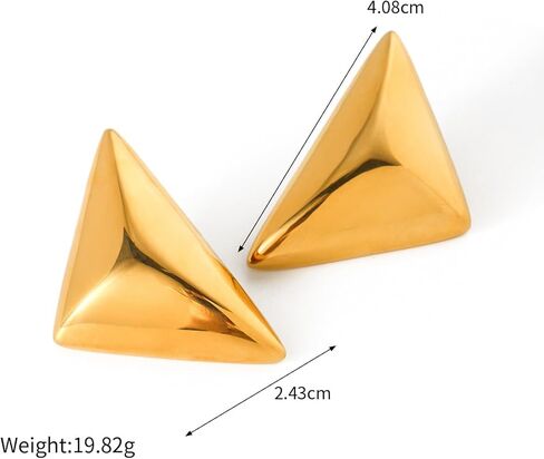 Chunky Gold Drop Earrings for Women Large Geometric Long Triangle Statement Earrings Trendy Dangle Earrings Gold Plated Hypoallergenic Open Hoop Earrings for Girls Fashion Jewelry in Kuwait