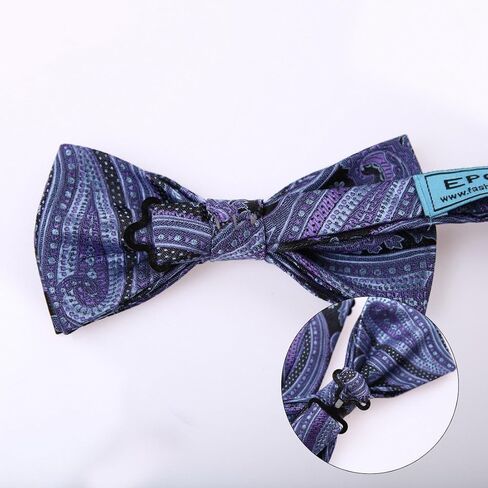 ربطة عنق رجالية مخططة باللون الأخضر من Epoint مقاس 25.6 بوصة، مقاس رقبة بمشبك قابل للتعديل، إكسسوارات قميص مربوطة مسبقًا بجيب مربع، مجموعة أساور للعطلات طويل القامة BT2111 ليموني، أخضر، حرير نقي عسلي in Kuwait