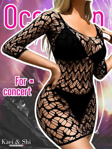 Kaei&Shi Sexy Outfits, Hollow Out, Sheer Mesh, Bodycon Mini Dress in Saudi Arabia
