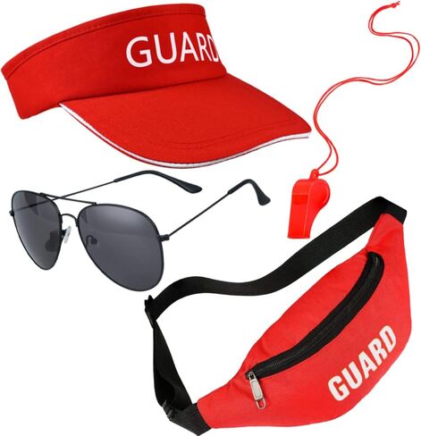 4 Pcs Guard Costume Set Include Hat Fanny Pack Whistle with Lanyard and Sunglasses for Adults Beach Dress Up in Kuwait