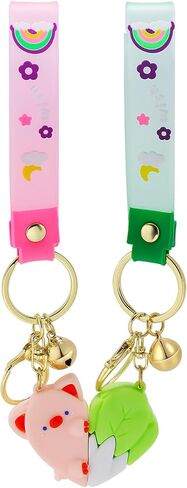 PLwelth Cute Keychain for Women Men Kawaii Keychain for Backpack Cute Pig and Cabbage Pendant Keyring for Boys Girls Charm Accessories Keychain for Car Keys Wallet for Friends Gifts, Pink and Green, in Kuwait